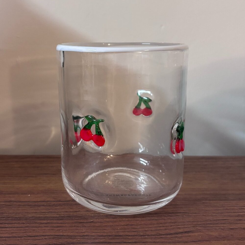 NWOB Anthropologie Beaded Icon Juice Glass in Cherry - Picture 2 of 3
